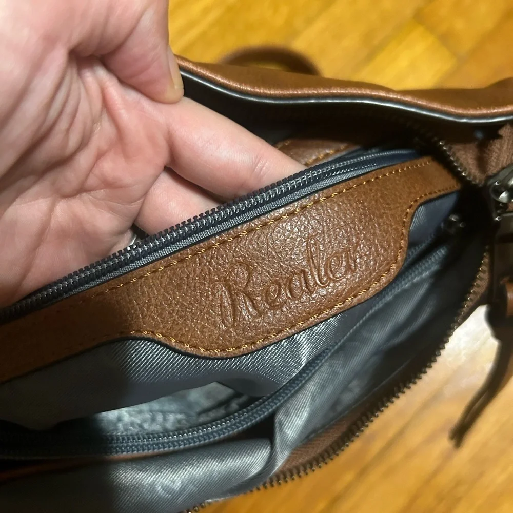 Realer Hobo Shoulder Bag Purse Vegan Leather Camel Brown Everyday Wear Casual